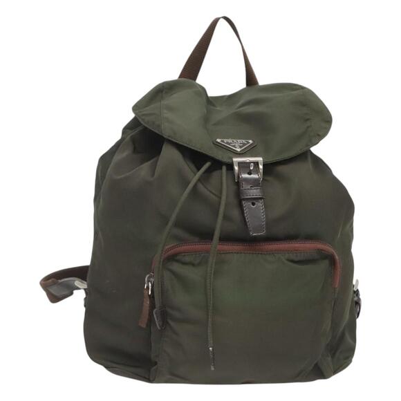 PRADA Backpack Nylon Khaki Silver - Picture 1 of 13